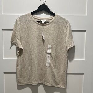 NWT - Linen Blend Crew Neck Beige T-Shirt - Size M